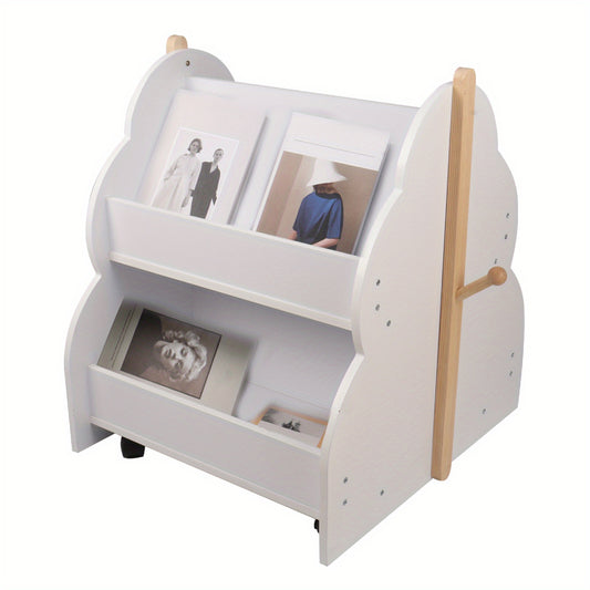 Boekenplank – Boekenkast – Wandrek – Opbergkast – Boekenrek – Mobiel Op Wieltjes – Boomvormig Ontwerp – 2 Lagen – 50x54x61 cm – Duurzaam Kunststof