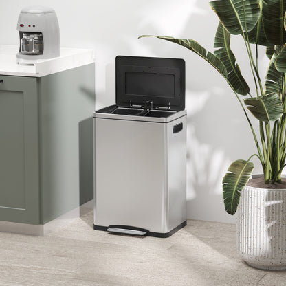 Prullenbak – Afvalbak – Pedaalemmer – Afvalemmer – Vuilnisbak – RVS 2x20 Liter – Voetpedaal Bedienbaar – Fingerprint Resistant