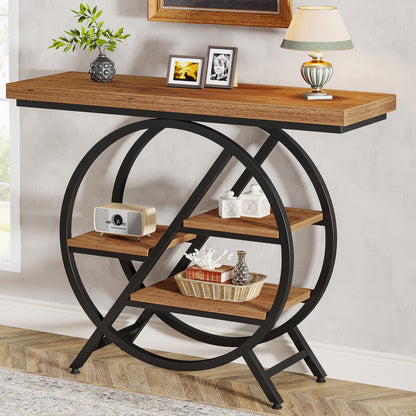 Slank Haltafelt – Smal Sofa Sidetable – Smalle Opbergtafel – Gangtafel – Metaal Houten Frame – 100 cm Breed – 4 cm Dikke Bladen – Robuust & Duurzaam