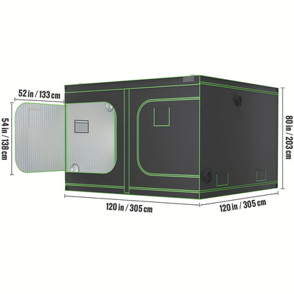 Kweektent – Growtent – Kweekkast – Growbox – Kweekruimte – 600D Oxford Stof – 120x120x80 inch – 19 mm Metalen Frame