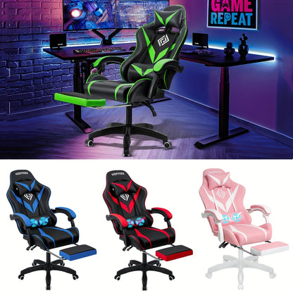 Gamingstoel – Gamestoel – Bureaustoel – Computestoel – Relaxstoel – Massagefunctie – Verstelbare Voetensteun – Ergonomisch Design – Metaal Frame – Rood-Zwart