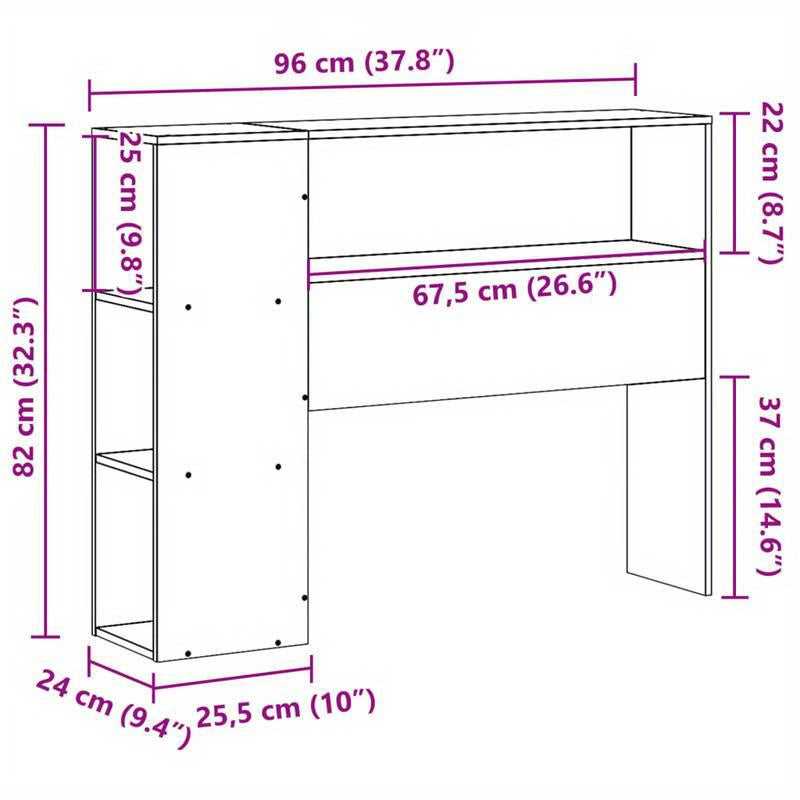 Bedhoofdbord – Hoofdeinde – Hoofdbord – Bedhoofdeinde – Opberghoofdbord – Massief Grenenhout – 90 cm Breed – Met Opbergruimte en Witte Afwerking
