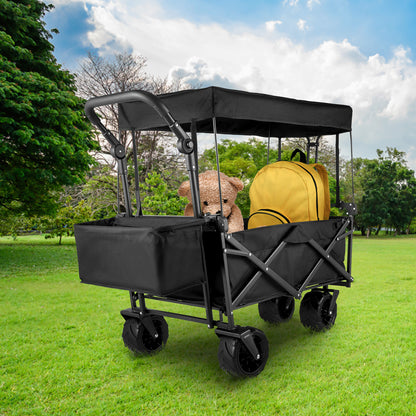 Bolderkar – Opvouwbare Wagen – Vouwkar – Transportkar – Strandwagen – Zwart – Stevig Stalen Frame – 360° Draaibare All-Terrain Wielen