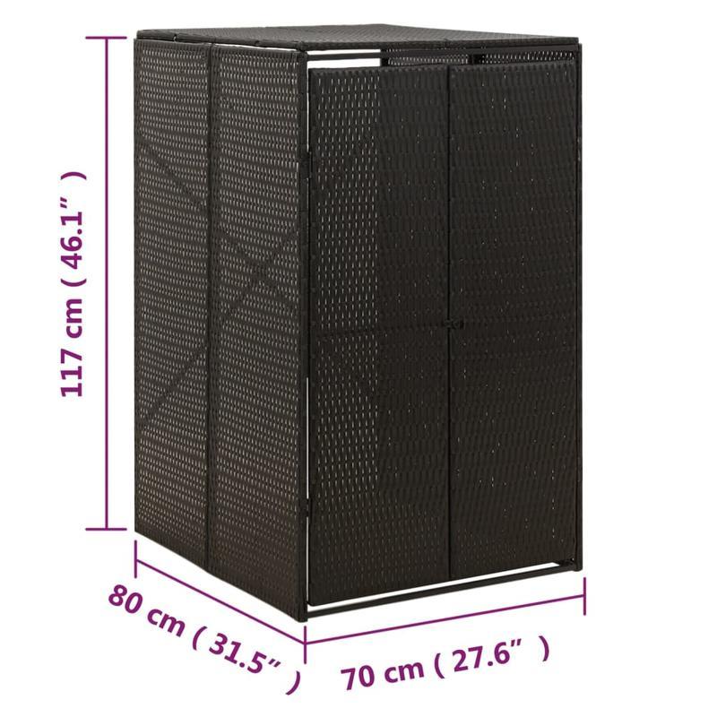 Prullenbak – Afvalbak – Vuilnisbak – Afvalemmer – Pedaalemmer – Zwarte Deksel – 70x80x117 cm – Metaal Met Polyrattan