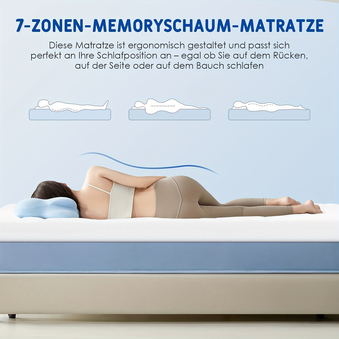Matras Topper – Matrasverhoger – Matrasbeschermer – Slaaptopper – Bedverbeteraar – 140x200 cm – 8 cm Dikte – 7-Zones Ergonomisch – Koudschuim Met Gel Schuim