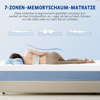 Matras Topper – Matrasverhoger – Matrasbeschermer – Slaaptopper – Bedverbeteraar – 140x200 cm – 8 cm Dikte – 7-Zones Ergonomisch – Koudschuim Met Gel Schuim