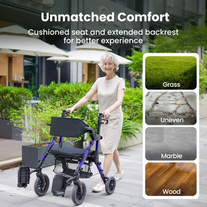 Rollator – Looprek – Mobiliteitshulpmiddel – Wandelwagen – Transportstoel – Lichtgewicht en Opvouwbaar – Inclusief Zitfunctie en Remsysteem