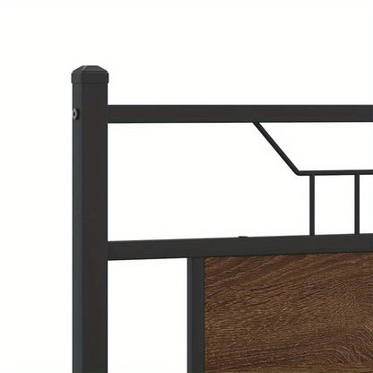 Houten Bedframe – Bed Frame – Slaapbed – Bedbank – Ledikant – Zwart-Wit Design – 150x200 cm – Kunststof Hout – Eenvoudige Montage