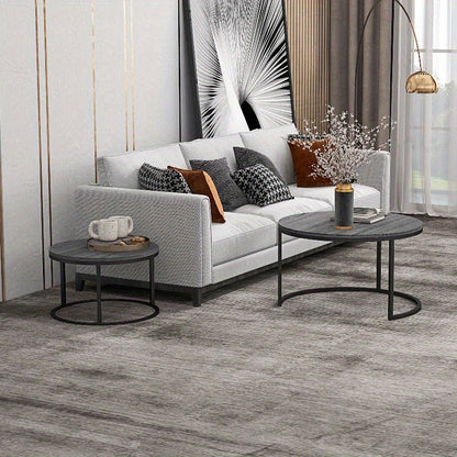 Nesting Tafels – Bijzettafeltjes – Salontafels – Stapelbare Tafels – Accent Tafels – Verstelbare Hoogte – Metaal Frame Zwart Houtlook