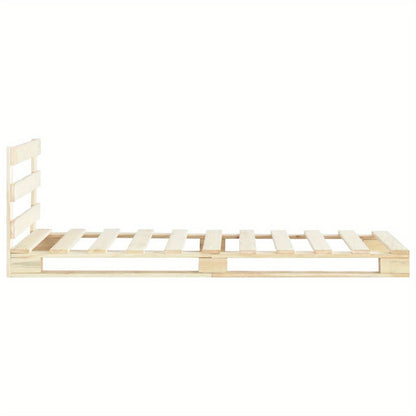 Massief Houten Bed – Bedframe – Eenpersoonsbed – Slaapkamerbed – Stevig Bed – 200x90x65 cm – Met Hoofdbord – Massief Dennenhout