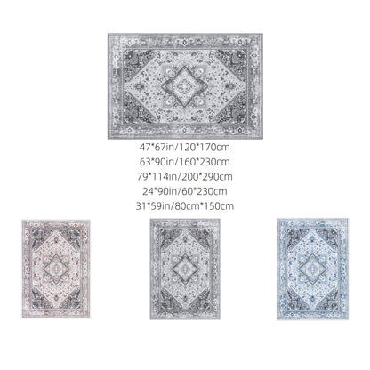 Vloerkleed – Tapijt – Lopertapijt – Speeltapijt – Antislipkleed – Laagpolig – Machinewasbaar – Lichtgewicht – Bohemian Vintage Grijs