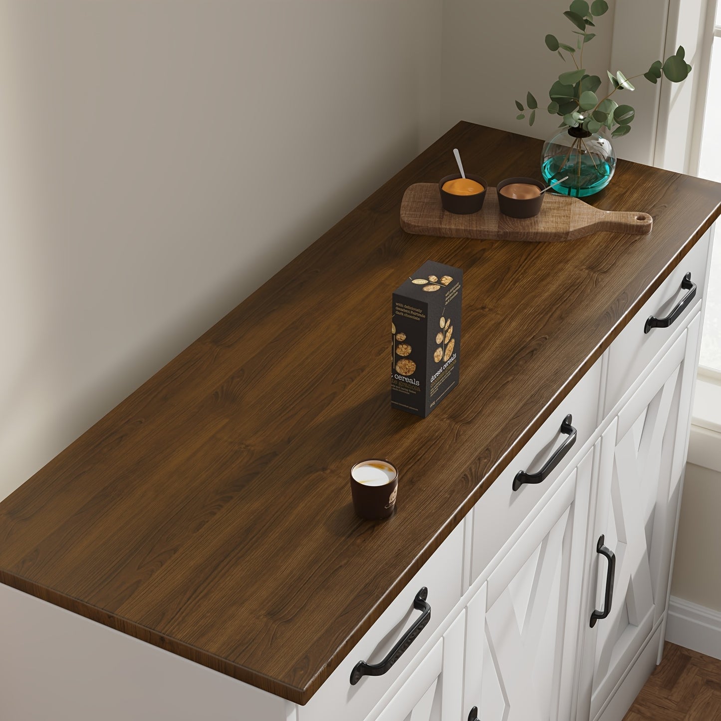 Dressoir – Sideboard – Opbergkast – Wandmeubel – Wit Zwart – 3 Laden en 3 Deuren – Verstelbare Planken – Anti-Kantelbeveiliging