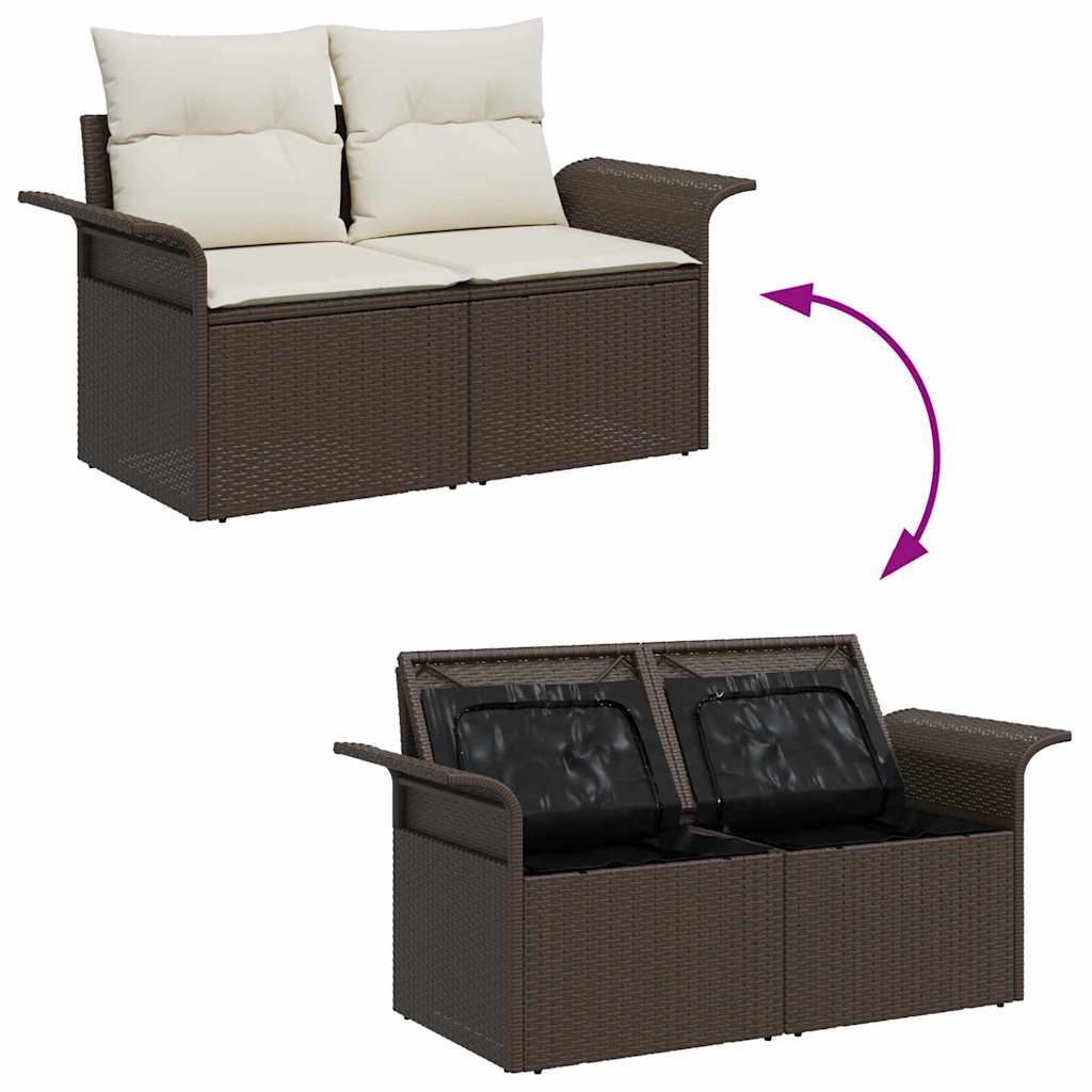 Tuinbank – Buitenbank – Loungeset – Tuinmeubel – Modulaire 2-zitsbank – Weerbestendig Polyrattan – Comfortabele Witte Kussens