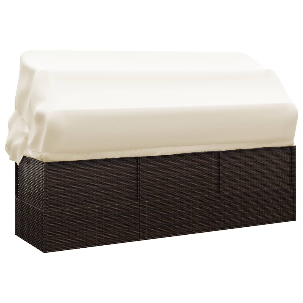 Loungebed – Loungesofa – Ligbed – Buitenbed – Poly Rattan – Verstelbare Zonwering – Stevig Stalen Frame
