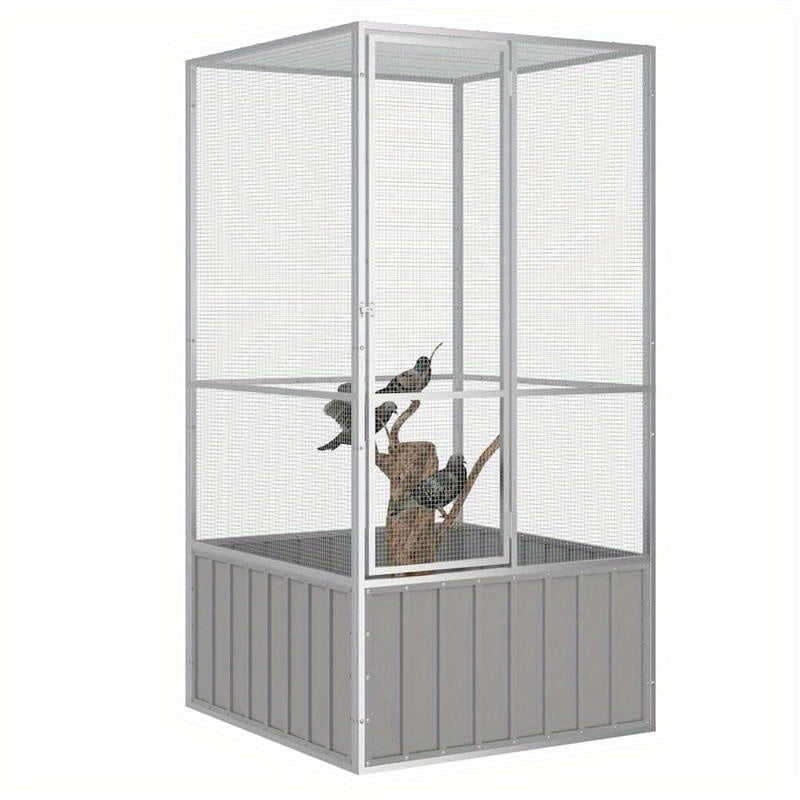 Stainless Steel Bird Cage with Ventilation Mesh - 11.7x10.7x21.5cm, Durable Outdoor Small Animal Habitat for Rabbits, Guinea Pigs, Poultry - Weather-Resistant, Easy-Clean Design