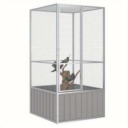 Stainless Steel Bird Cage with Ventilation Mesh - 11.7x10.7x21.5cm, Durable Outdoor Small Animal Habitat for Rabbits, Guinea Pigs, Poultry - Weather-Resistant, Easy-Clean Design