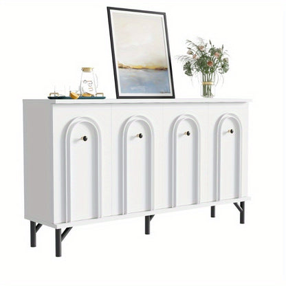 Wandkast – Sideboard – Dressoir – Opbergkast – Kast Met Deuren – 140 cm Breed – Metalen Frame & 3D Boogvormig Front