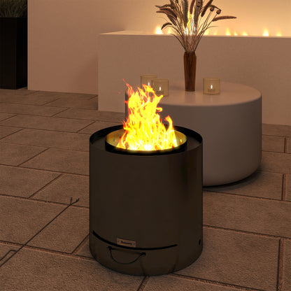 Vuurschaal – Vuurkorf – Tuinhaard – Feuerkorb – Brander – Zwart – Roestvrij Staal – 45 cm Diameter – Inclusief Vuurpook en Aslade