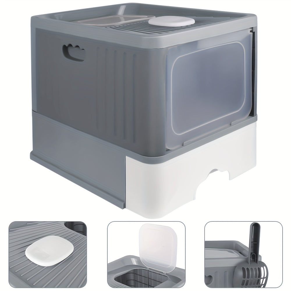 kattenbak – kattentoilet – kattengritbak – kattenschep – kattenbaklade – UV-sterilisatie – duurzaam plastic 48x37x38 cm grijs