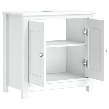 Wastafelmeubel – Badkamermeubel – Wastafelonderkast – Waskomkast – Onderbouwkast – Massief Grenenhout – Compact Ontwerp 60x34x59 cm – Wit