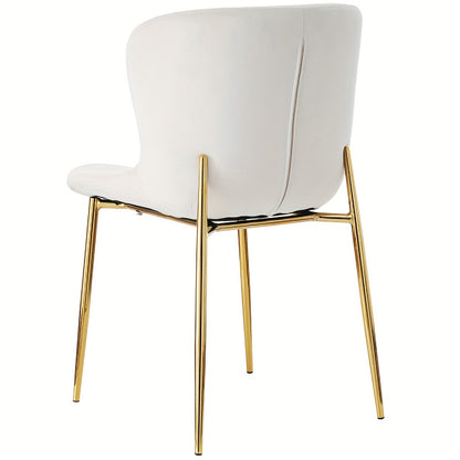 Eetkamerstoel – Moderne Stoel – Keukenstoel – Witte Metaalstoel – Designstoel – Set Van 4 – Stevig Metalen Frame – Dikke Kussens Voor Comfort