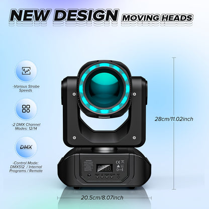 LED Moving Head – Stageverlichting – DJ Licht – Disco Spot – RGBW Beam – 4 Stuks 150W – 18 Prismatische Effecten – DMX512 & Sound Actief – Inclusief Flight Case