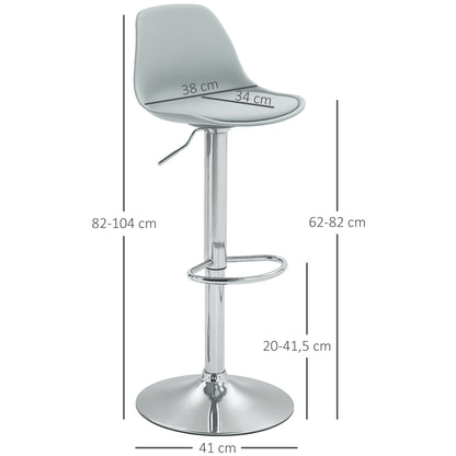Barkrukken – Barstoelen – Krukken – Hoogte Verstelbare Stoelen – Draaibaar – Met Rugleuning – Grijs – Max 120 Kg – Compact 42x38 cm