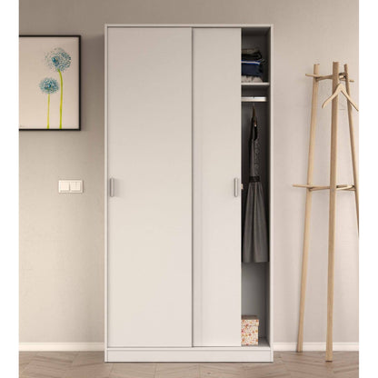 Wardrobe 2 in Front of Dagnan, Bedroom Closet, Furniture with Shelf And Clothes Rail, 100X50H200 Cm, Available in 2 Colors