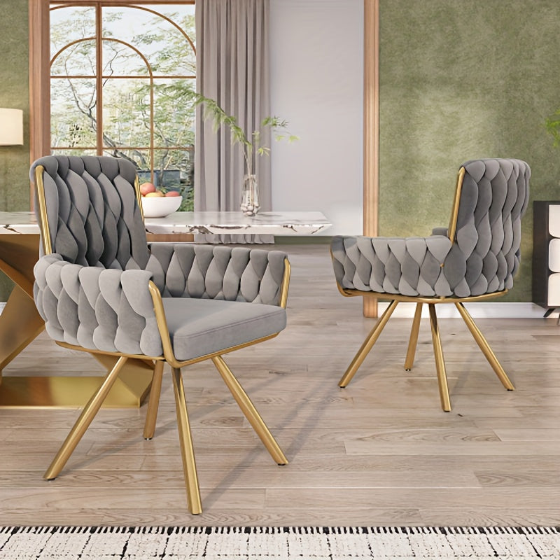 Draaistoel – Bureaustoel – Eetkamerstoel – Kuipstoel – Fauteuil – 360° Draaibaar – Stevig Metalen Onderstel – Katoenen Bekleding – Compact Ontwerp – Geschikt Voor Harde Vloeren