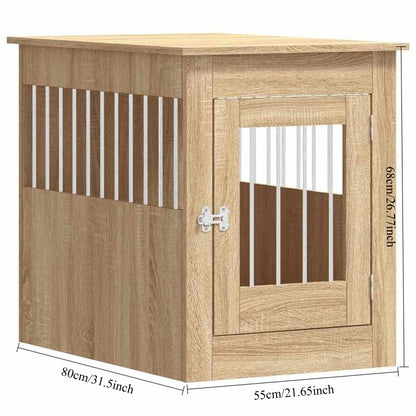Hondenbench – Hondenkooi – Hondenhuis – Hondenbox – Hondenrek – Houten Sonoma Eiken – Stevige Massief Hout Constructie – Met Slot & Bijzettafel Capaciteit 40 kg