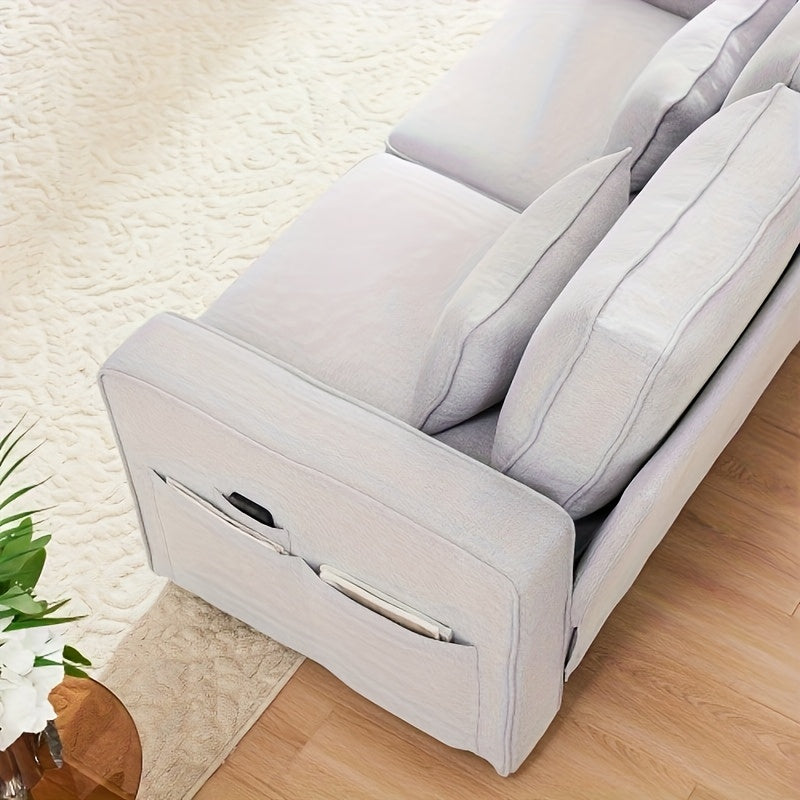 Bankstel – Zithoekbank – Hoekbank – Slaapbank – 4-zitsbank – Grijze Stof – Opbergruimte met Bekerhouders – Comfortabele Zitting