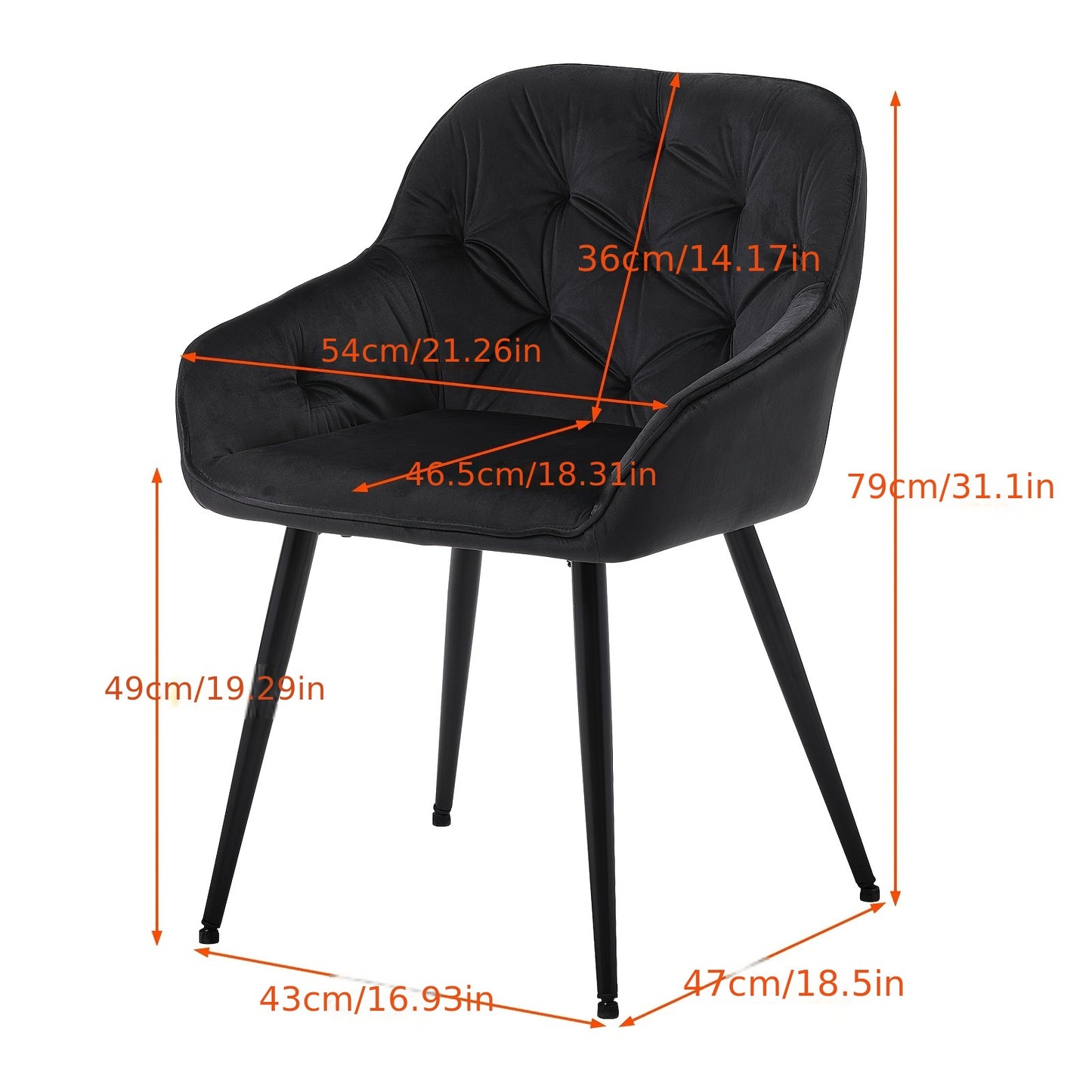 Eetkamerstoelen – Stoelen – Kuipstoelen – Woonkamerstoelen – Keukenstoelen – Velvet Bekleding – Met Armleuningen – Metalen Onderstel – Set van 2