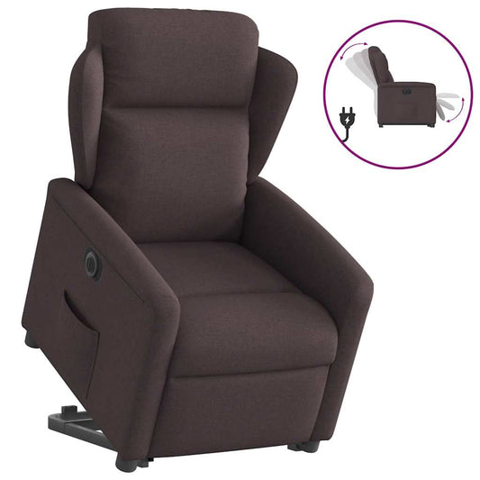 Elektrisch Verstelbare Sta-op Fauteuil – Relaxstoel – Senior Fauteuil – Opsta Stoel – Verstelbare Stoel – Elektrische Sta-op Functie – Ademend Stoffen Bekleding Donkerbruin