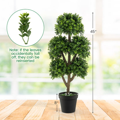 Kunstbuxus bol – Kunstplant – Buxusbol – Sierplant – Kunstboom – Onderhoudsvrij – 114 cm Hoog – Realistische PE Bladeren – Cementgevulde Stabiele Pot
