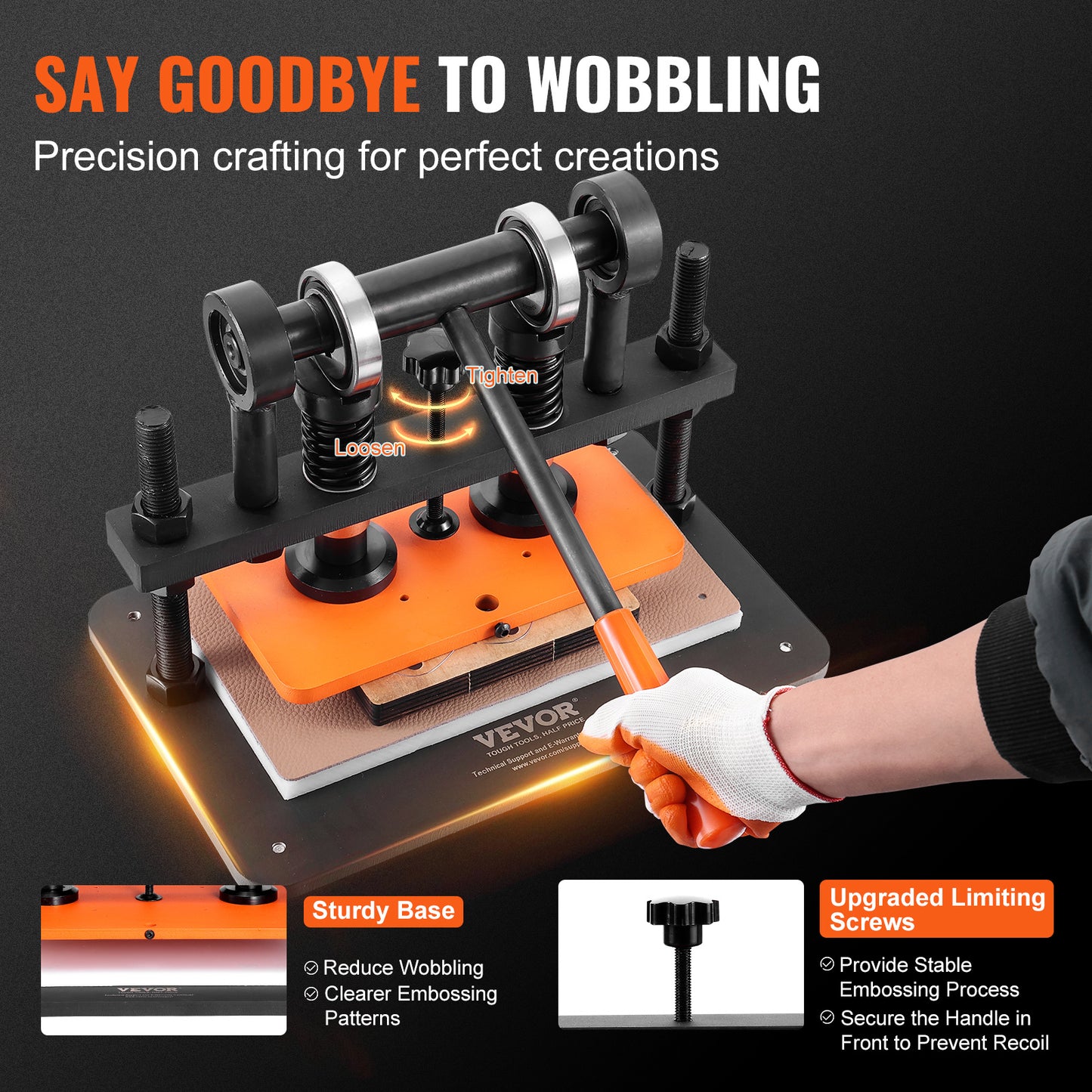 Lederpons – Lederen Snijmachine – Embossing Machine – Handmatige Stansmachine – Lederen Pers – Zwarte Oxide Coating – 1,5 Ton Draagkracht – Instelbare Drukslag 12 mm