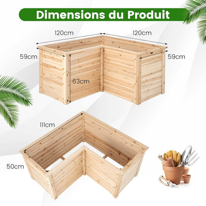 Verhoogde Plantenbak – Bloemenbak – Plantentafel – Kruidenbak – Groentebak – Stevig Dennenhout – Open Bodem Voor Goede Afwatering – 120x120x63 cm