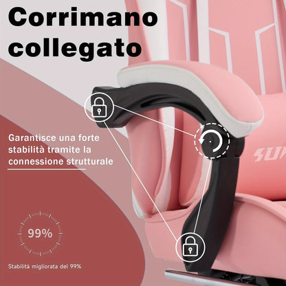 Gamingstoel – Gamestoel – Gaming Chair – Game Stoel – Bureaustoel – Ergonomisch Design – Verstelbare Rugleuning 90°-170° – Met Lendensteun en Hoofdsteun – Max Belastbaar 150 kg