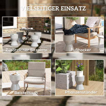 Keramische Kruk – Tuinkruk – Bijzettafel – Voetenbankje – Plantenstandaard – Lichtgrijs – Weerbestendig – Draagvermogen 120 kg – Ø33 x 45,5 cm