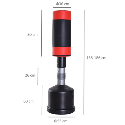 Bokszak – Staande Bokszak – Bokspaal – Boksbal – Boksmachine – Verstelbare Hoogte 158-186 cm – Robuuste Basis Zand/Water Vulbaar