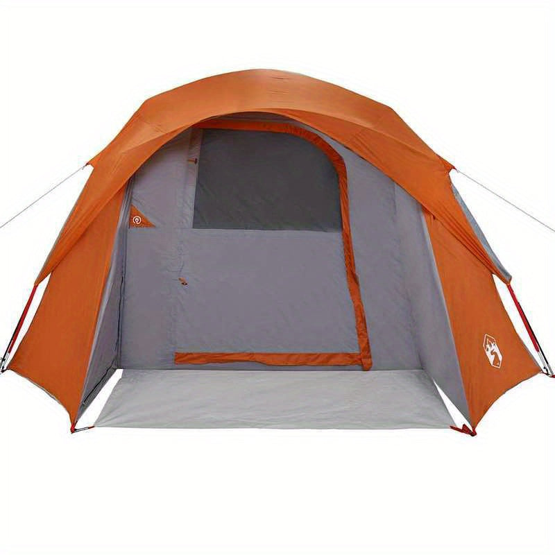 4-persoonstent – Kampeertent – Koepeltent – Iglo Tent – Festival Tent – Waterdicht Polyester – Stevig IJzeren Frame – Magnetische Sluitingen – Makkelijk Op te Zetten – Grijs-Oranje