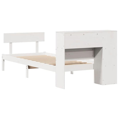 Solide Houten Bedframe – Eenpersoonsbed – Slaapbank – Bedombouw – Bedframe 90x200 cm – Wit – Verwijderbaar Hoofdeind & Voetbord – Geen Matras Nodig – Eenvoudig Te Monteren