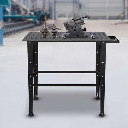 Werkbank Lassen – Werktafel – Montagebank – Lasklemtafel – Werkruimte – Verstelbare Hoogte – Draagvermogen 598,74 kg – Dubbele Opbergplank – Stalen Frame – Compact 91x61 cm – Zwart