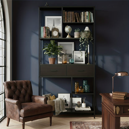 Boekenkast – Boekenplank – Opbergkast – Rek – Ladenkast – Hoog 5-laags Design – Metaal & MDF Frame