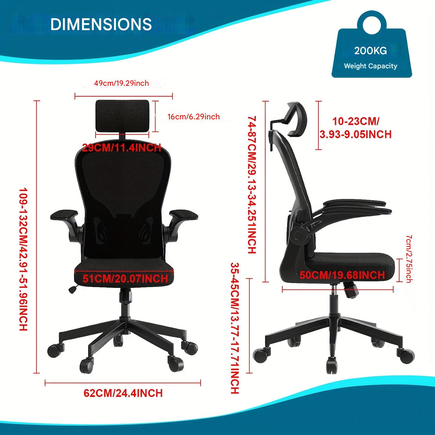 Ergonomische Bureaustoel – Kantoostoel – Werkstoel – Bureaustoel Met Hoofdsteun – Bureaustoel Met Verstelbare Armleuningen – Verstelbare Onderrugsteun – Ademend Meshrugpand