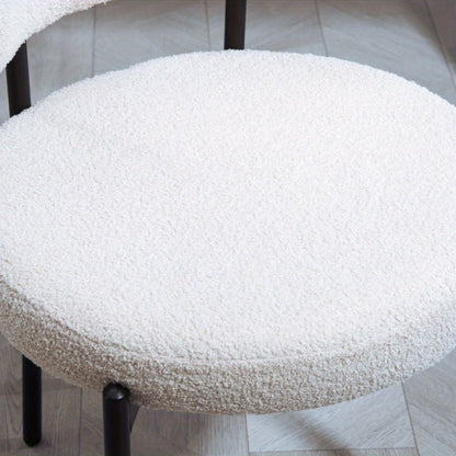 Eetkamerstoelen – Stoelen – Zitmeubels – Bijzetstoelen – Eetkamerstoelen Set – Crèmekleurige Fleece Bekleding – Stevige Metalen Poten – Onderhoudsvriendelijk & Comfortabel