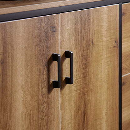 Keukenkast – Keukeneiland – Buffetkast – Opbergkast – Keukenmeubel – Hout – Met 3 Laden & 2 Deuren – Met Wielen & Handdoekhouder – 113x69x106 cm