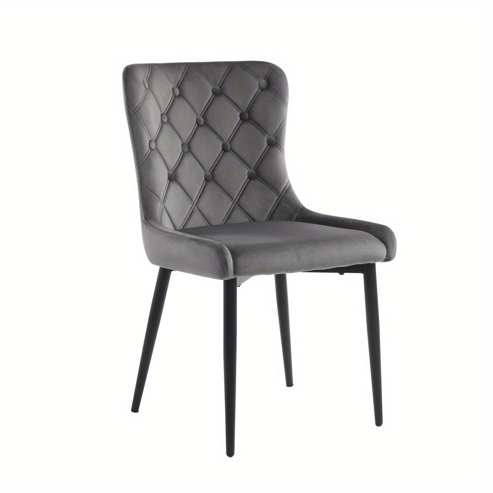 Eetkamerstoelen – Stoelen – Kuipstoelen – Keukenstoelen – Designstoelen – Donkergrijs – Velvet Bekleding – Metalen Zwarte Poten – Ergonomisch Komfort – Set van 2