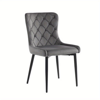 Eetkamerstoelen – Stoelen – Kuipstoelen – Keukenstoelen – Designstoelen – Donkergrijs – Velvet Bekleding – Metalen Zwarte Poten – Ergonomisch Komfort – Set van 2