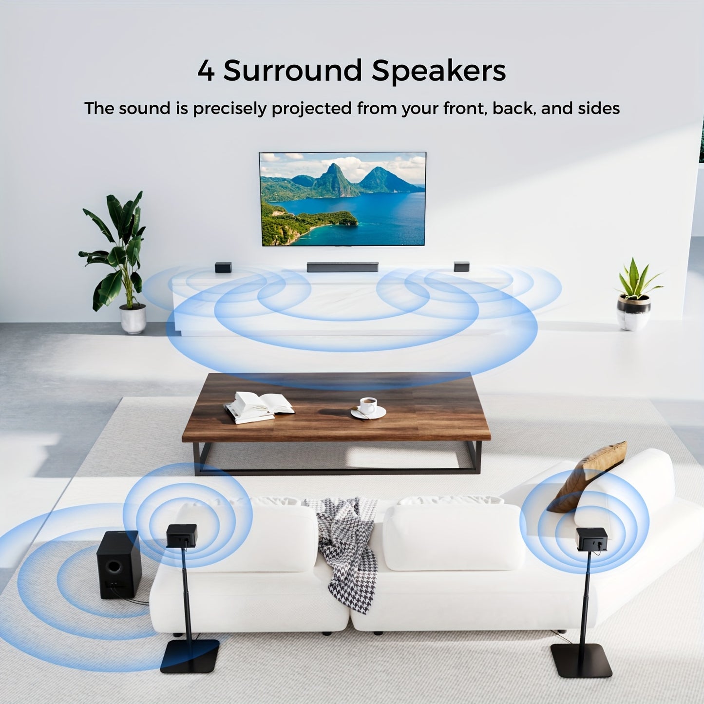 Home Cinema Set – Surround Sound Systeem – Home Theater Geluidssysteem – Speakerset – Draadloze Subwoofer – 7.1 Kanaals Surround – 410W Pieken – App Met 121 EQ-Presets