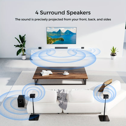 Home Cinema Set – Surround Sound Systeem – Home Theater Geluidssysteem – Speakerset – Draadloze Subwoofer – 7.1 Kanaals Surround – 410W Pieken – App Met 121 EQ-Presets